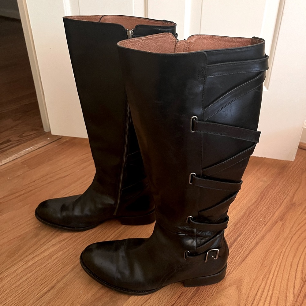 Tall black zip-up Frye boots